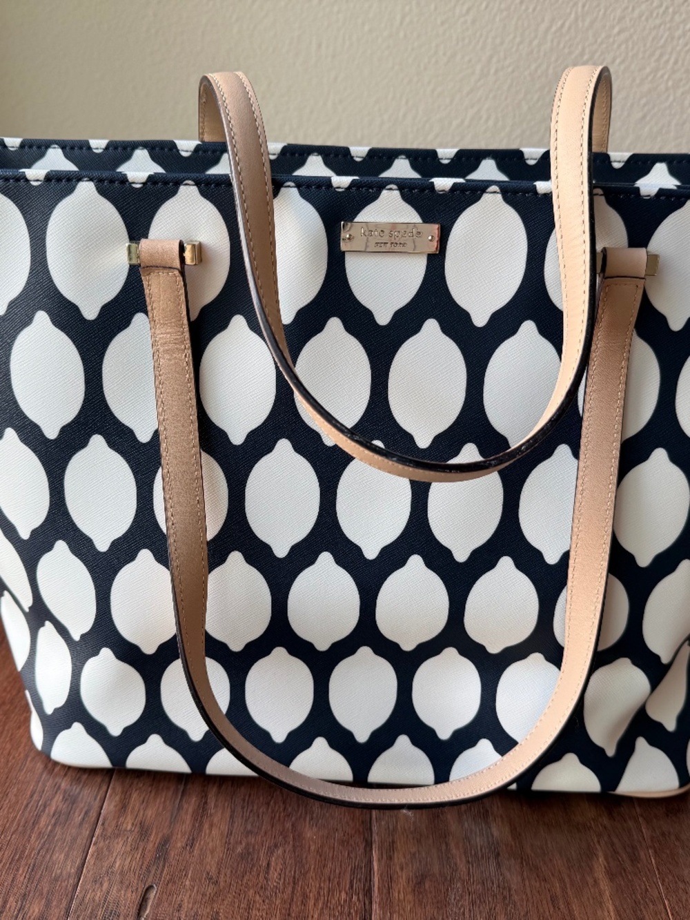Kate spade lemon print shoulder bag - navy/white